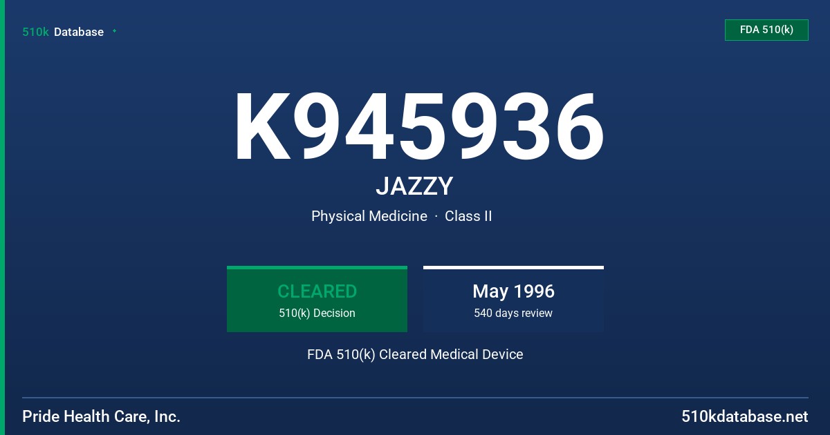 K945936 JAZZY FDA 510(k) Cleared Medical Device