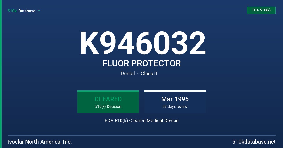 K946032 FLUOR PROTECTOR FDA 510(k) Cleared Medical Device