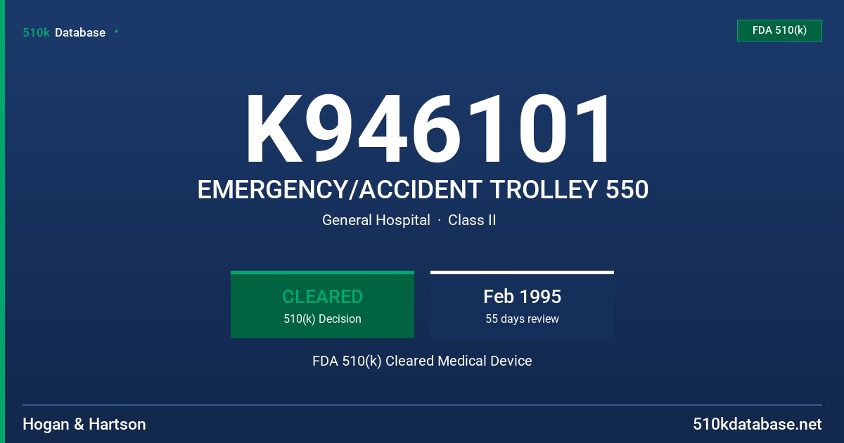 K946101 EMERGENCY/ACCIDENT TROLLEY 550 FDA 510(k) Cleared Medical Device