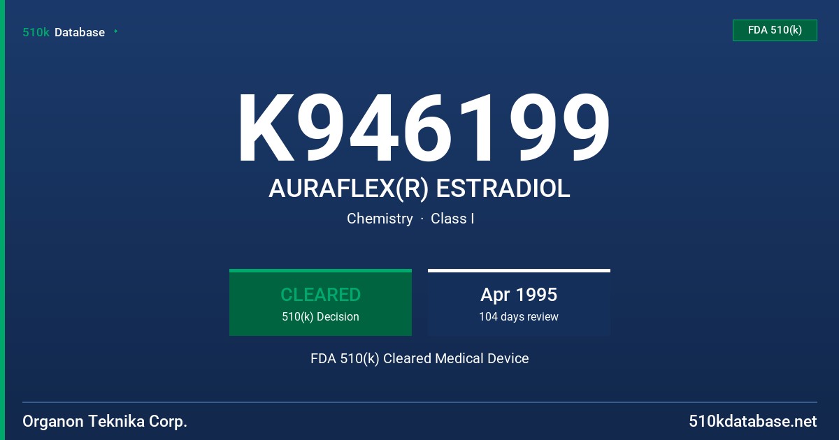 K946199 AURAFLEX(R) ESTRADIOL FDA 510(k) Cleared Medical Device
