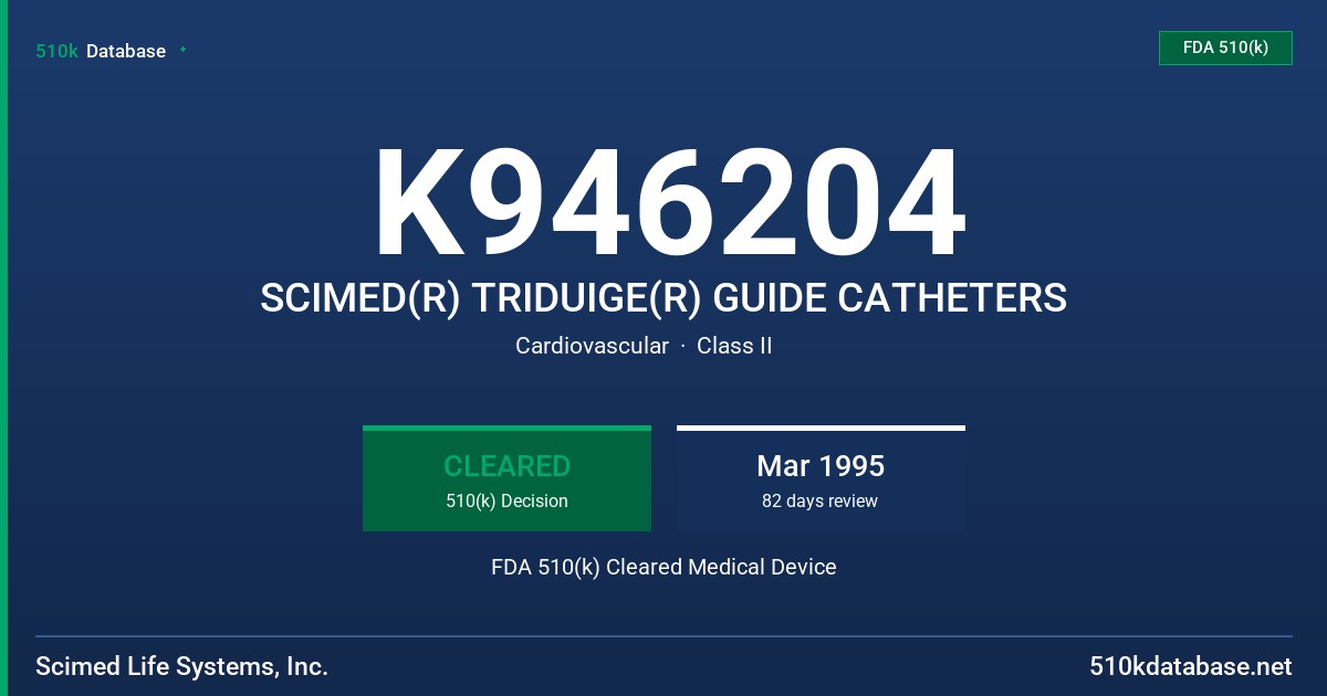 K946204 SCIMED(R) TRIDUIGE(R) GUIDE CATHETERS FDA 510(k) Cleared Medical Device