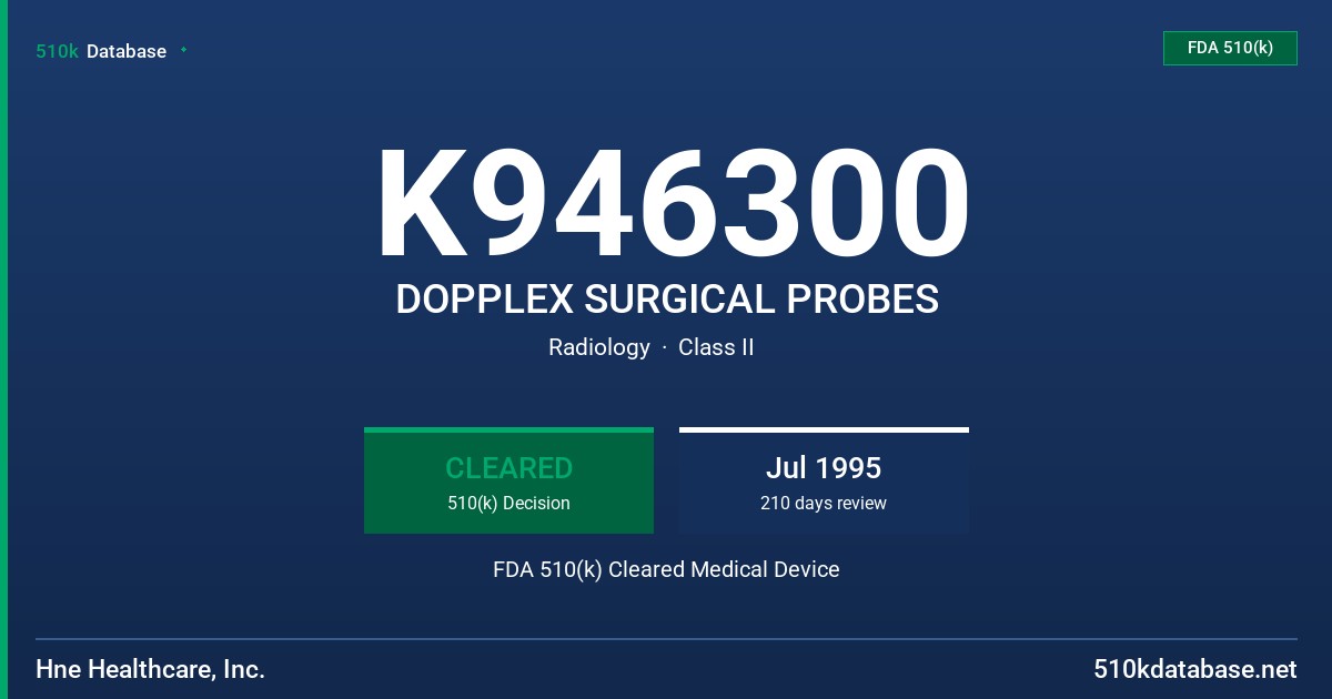 K946300 DOPPLEX SURGICAL PROBES FDA 510(k) Cleared Medical Device