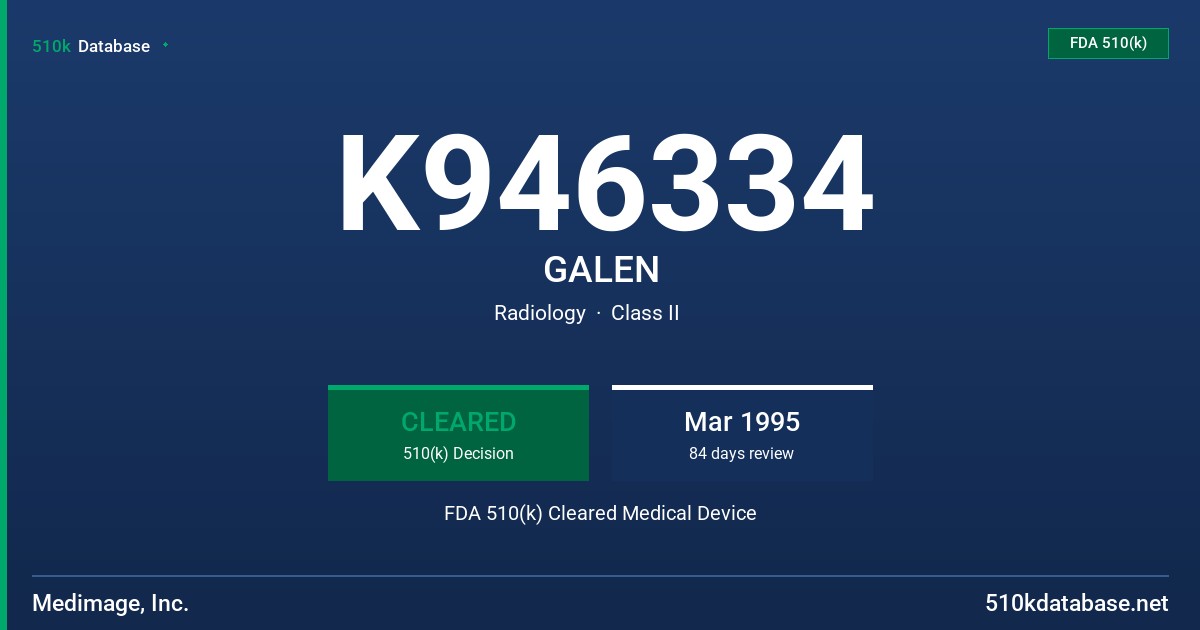 K946334 GALEN FDA 510(k) Cleared Medical Device
