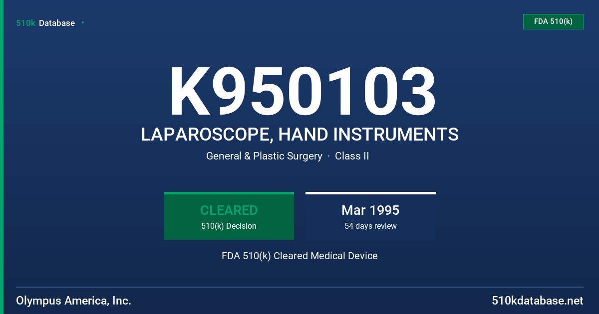 K950103 LAPAROSCOPE, HAND INSTRUMENTS FDA 510(k) Cleared Medical Device