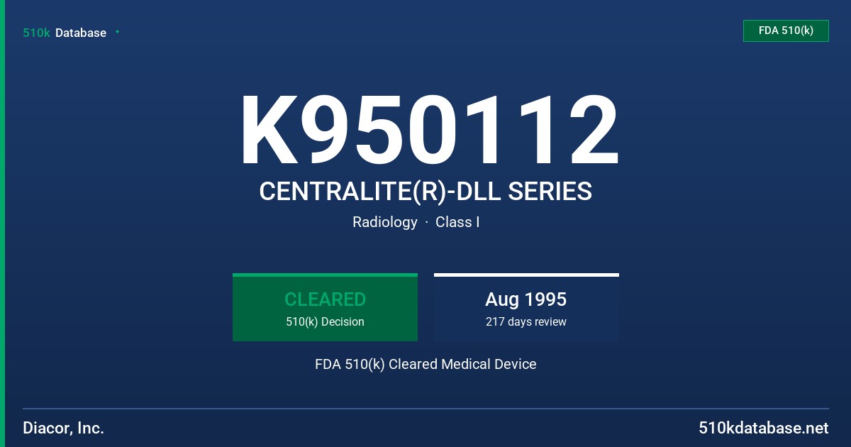 K950112 CENTRALITE(R)-DLL SERIES FDA 510(k) Cleared Medical Device