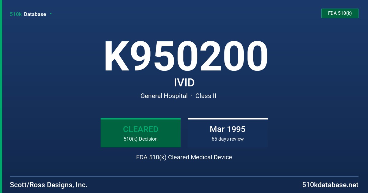 K950200 IVID FDA 510(k) Cleared Medical Device