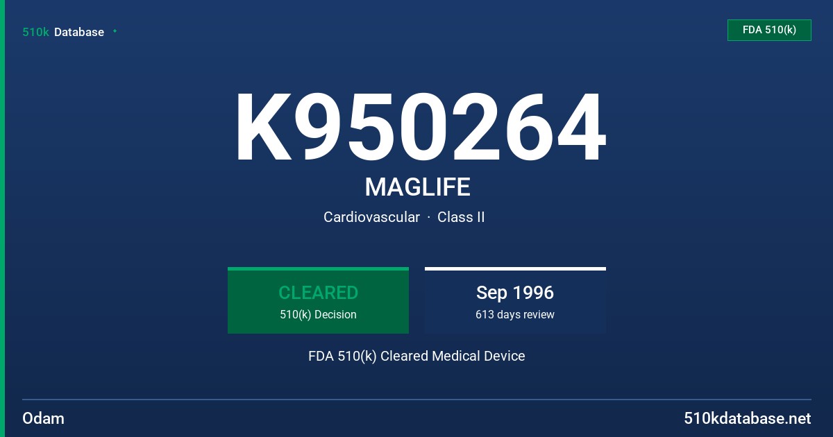 K950264 MAGLIFE FDA 510(k) Cleared Medical Device