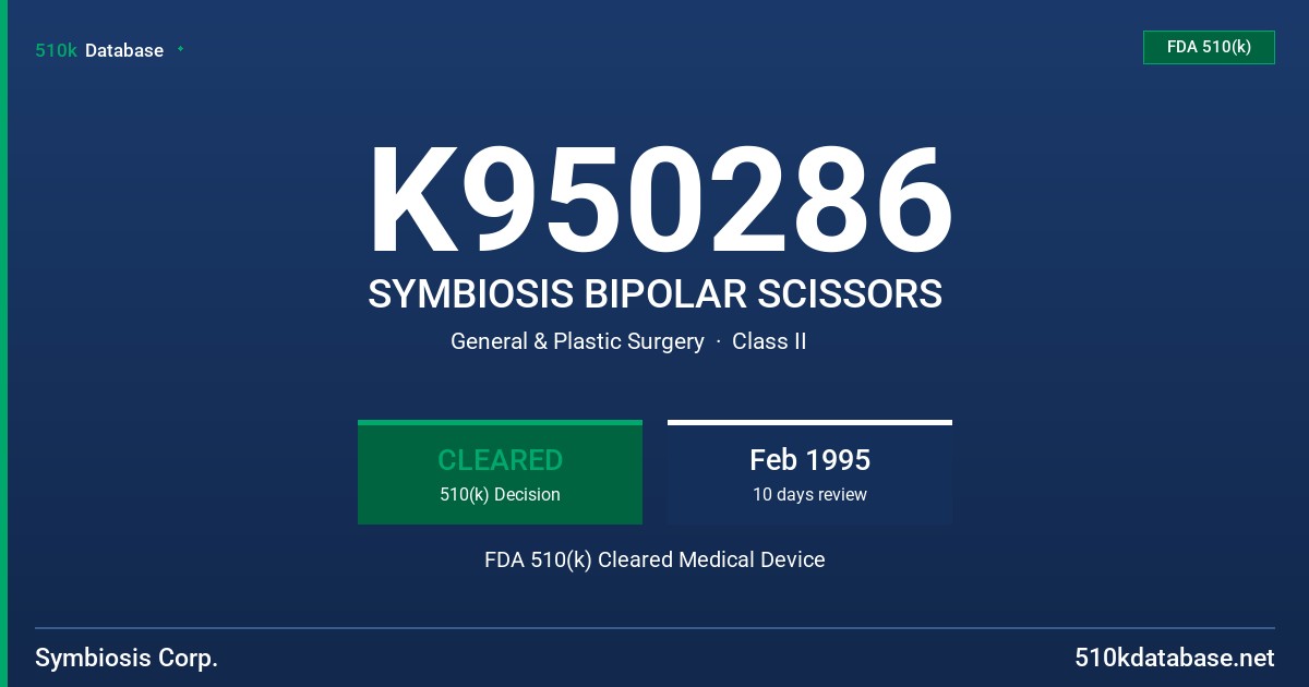 K950286 SYMBIOSIS BIPOLAR SCISSORS FDA 510(k) Cleared Medical Device
