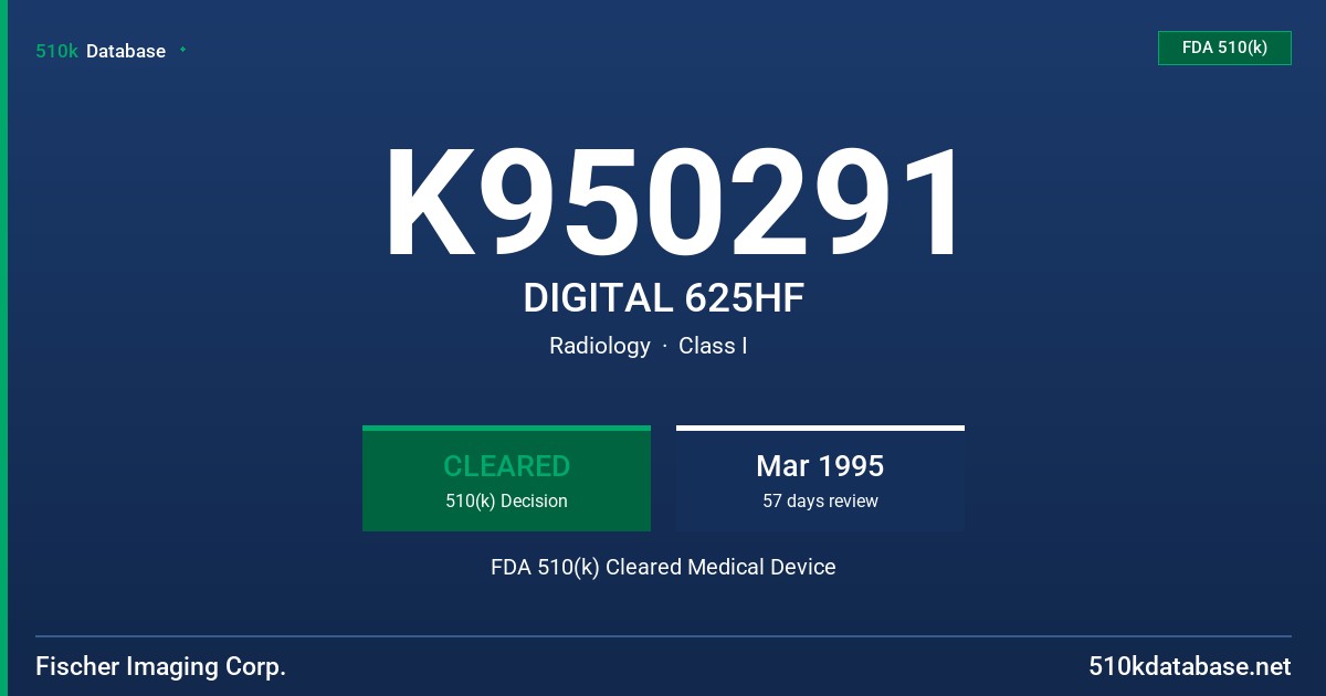 K950291 DIGITAL 625HF FDA 510(k) Cleared Medical Device