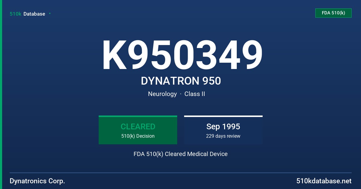 K950349 DYNATRON 950 FDA 510(k) Cleared Medical Device