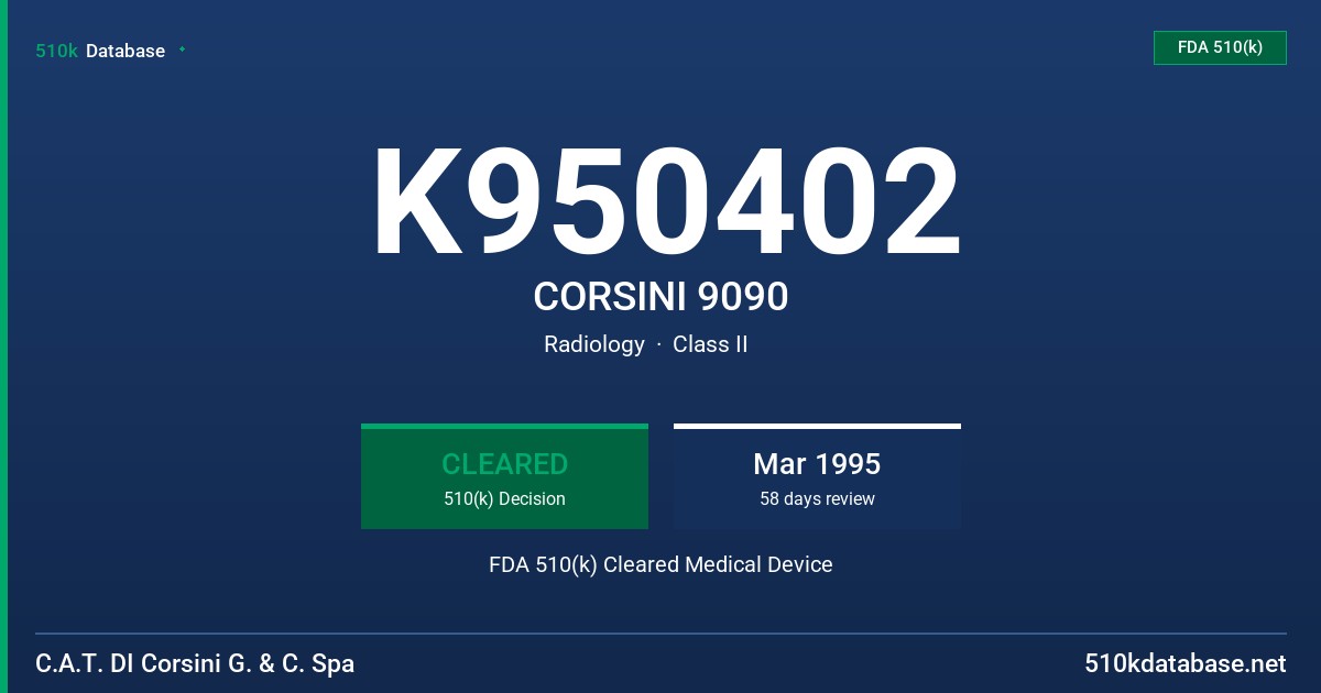 K950402 CORSINI 9090 FDA 510(k) Cleared Medical Device