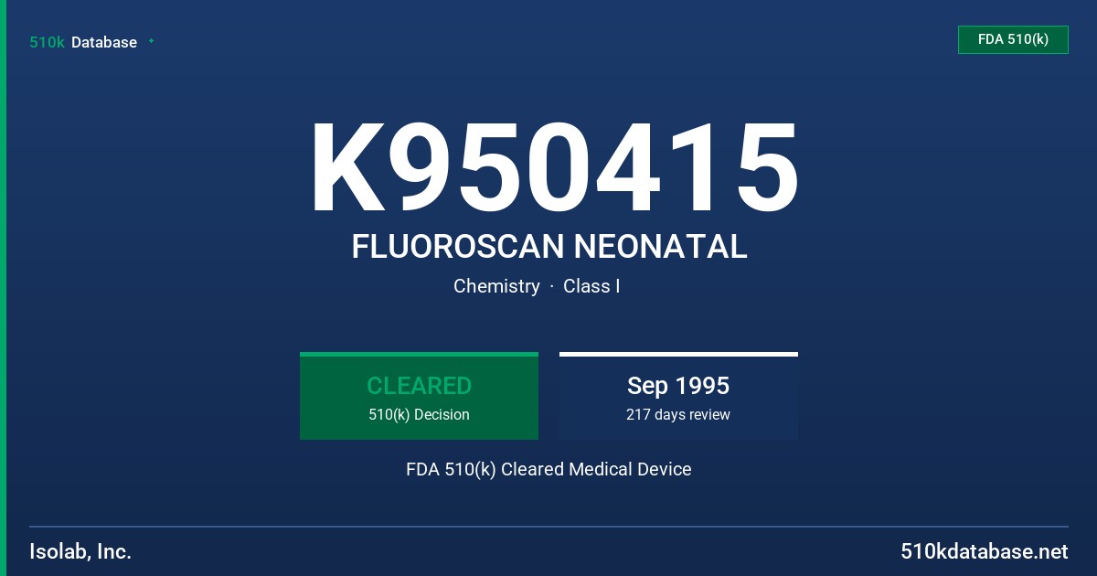 K950415 FLUOROSCAN NEONATAL FDA 510(k) Cleared Medical Device