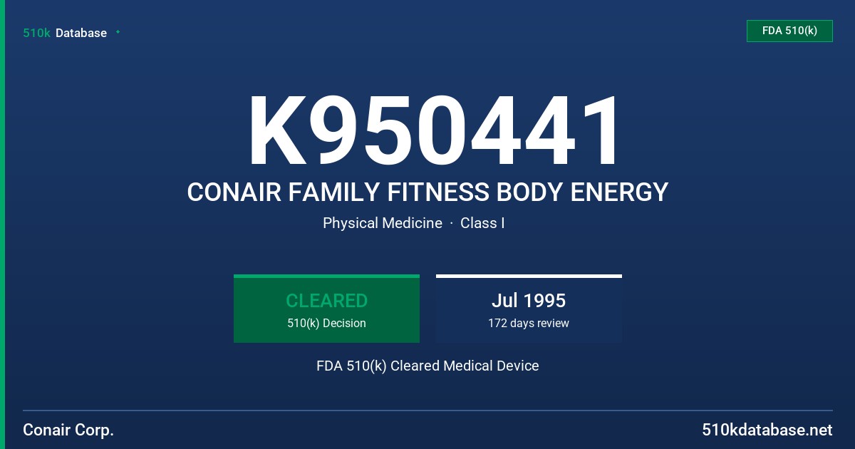 K950441 CONAIR FAMILY FITNESS BODY ENERGY FDA 510(k) Cleared Medical Device