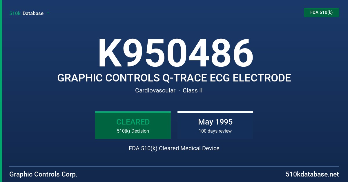 K950486 GRAPHIC CONTROLS Q-TRACE ECG ELECTRODE FDA 510(k) Cleared Medical Device