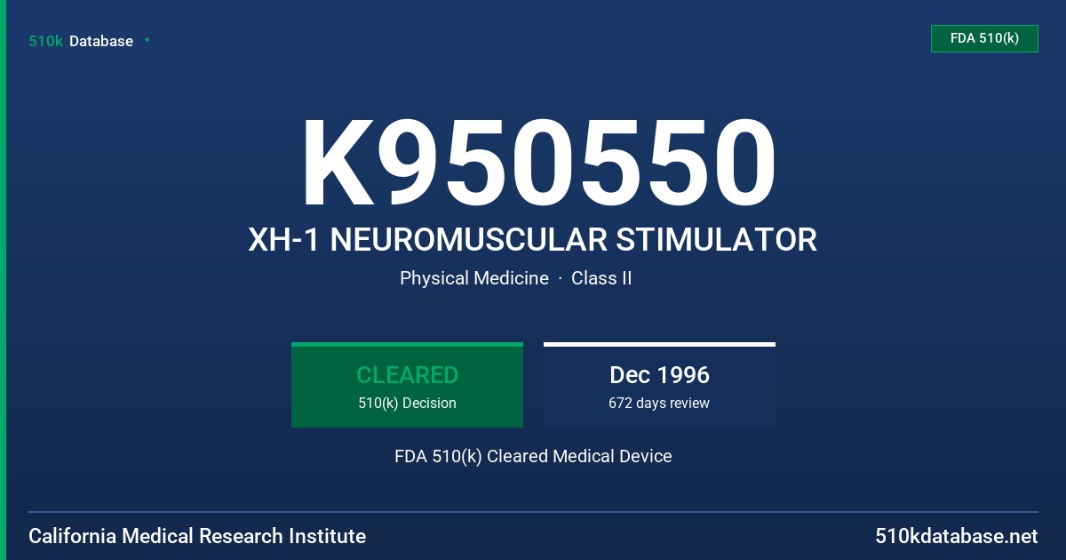 K950550 XH-1 NEUROMUSCULAR STIMULATOR FDA 510(k) Cleared Medical Device