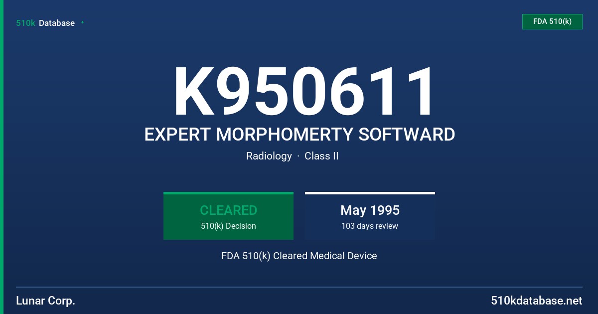 K950611 EXPERT MORPHOMERTY SOFTWARD FDA 510(k) Cleared Medical Device