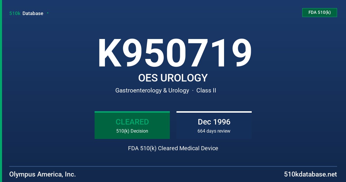 K950719 OES UROLOGY FDA 510(k) Cleared Medical Device