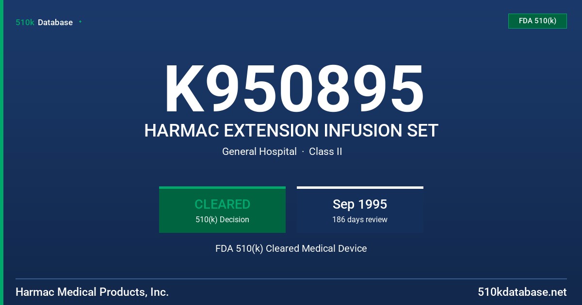 K950895 HARMAC EXTENSION INFUSION SET FDA 510(k) Cleared Medical Device
