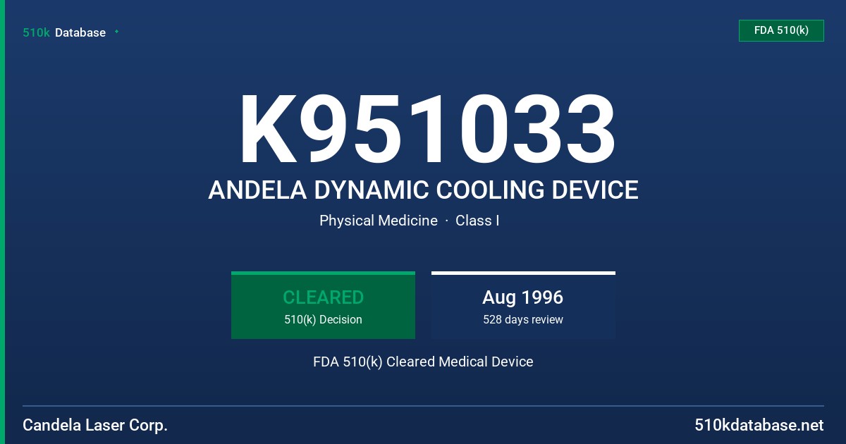 K951033 ANDELA DYNAMIC COOLING DEVICE FDA 510(k) Cleared Medical Device