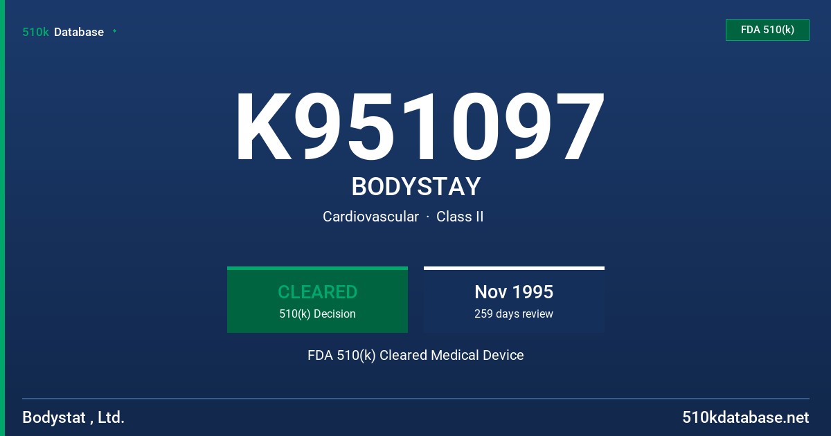 K951097 BODYSTAY FDA 510(k) Cleared Medical Device