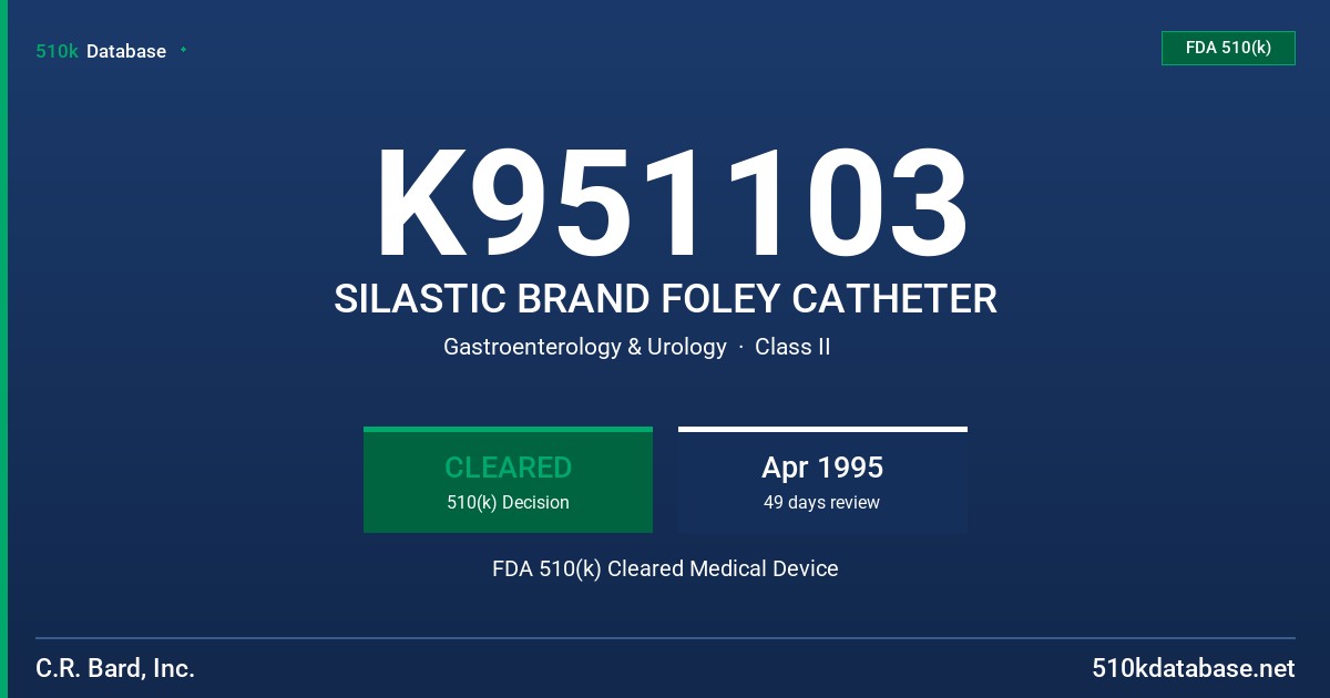 K951103 SILASTIC BRAND FOLEY CATHETER FDA 510(k) Cleared Medical Device