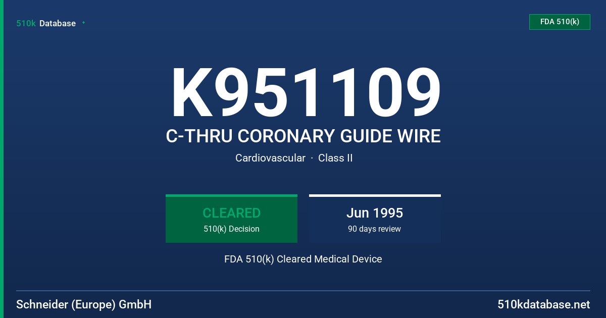 K951109 C-THRU CORONARY GUIDE WIRE FDA 510(k) Cleared Medical Device