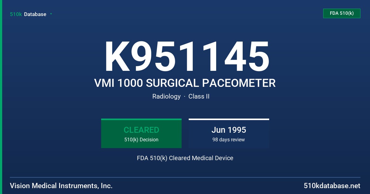 K951145 VMI 1000 SURGICAL PACEOMETER FDA 510(k) Cleared Medical Device