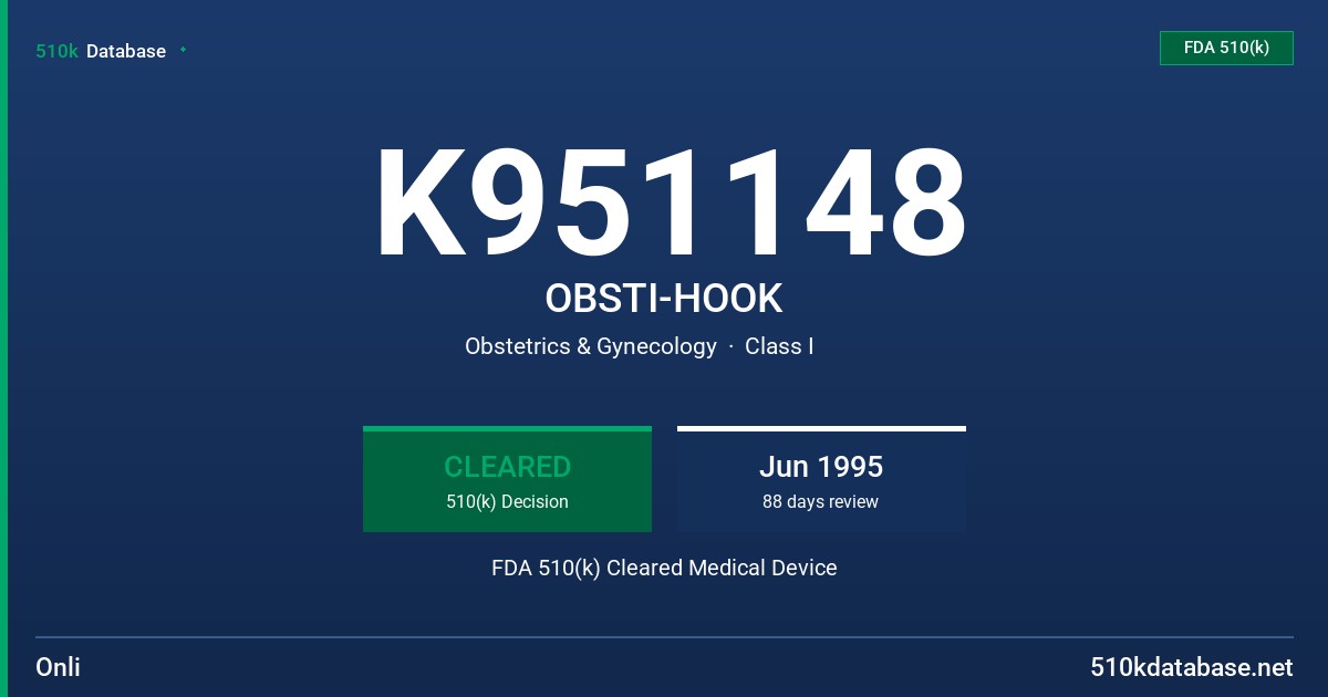 K951148 OBSTI-HOOK FDA 510(k) Cleared Medical Device