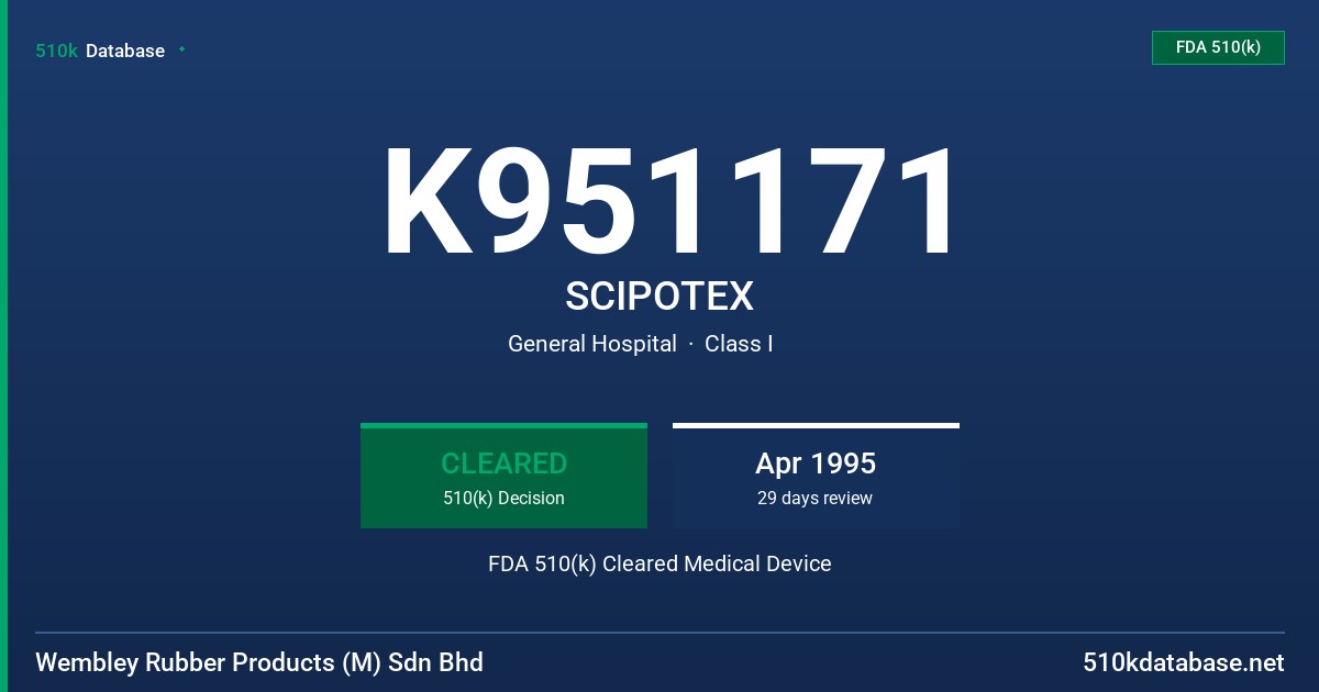 K951171 SCIPOTEX FDA 510(k) Cleared Medical Device