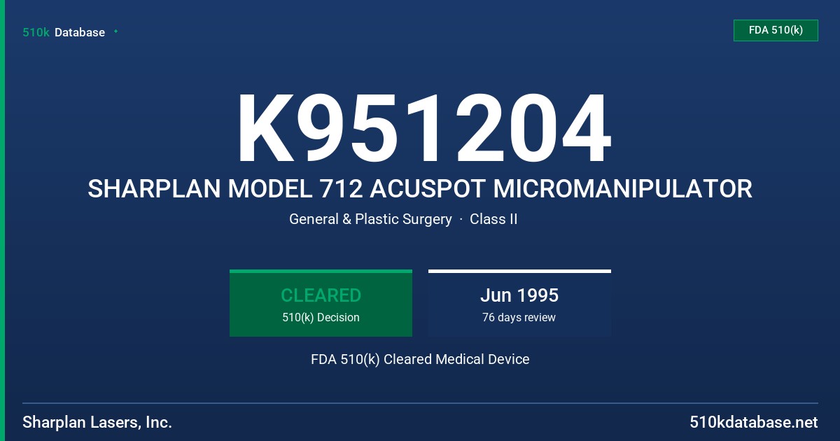 K951204 SHARPLAN MODEL 712 ACUSPOT MICROMANIPULATOR FDA 510(k) Cleared Medical Device
