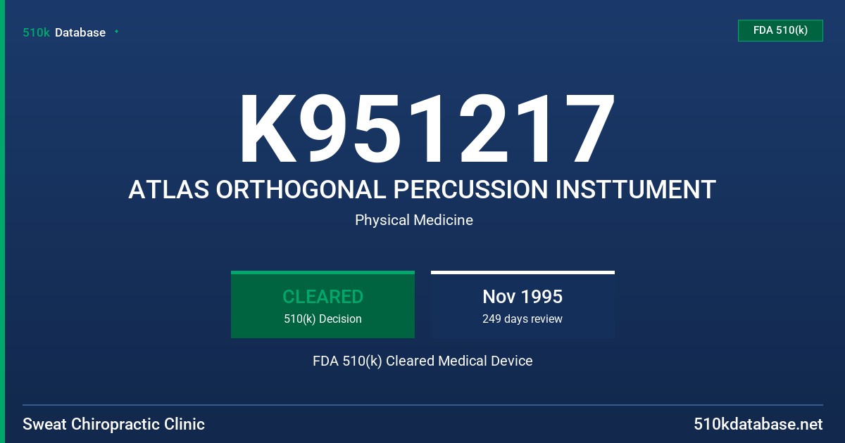 K951217 ATLAS ORTHOGONAL PERCUSSION INSTTUMENT FDA 510(k) Cleared Medical Device
