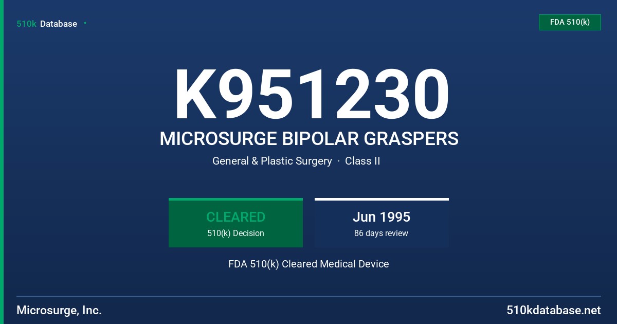 K951230 MICROSURGE BIPOLAR GRASPERS FDA 510(k) Cleared Medical Device