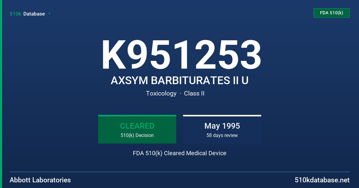K951253 AXSYM BARBITURATES II U FDA 510(k) Cleared Medical Device