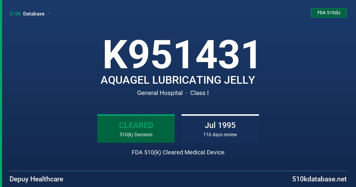 K951431 AQUAGEL LUBRICATING JELLY FDA 510(k) Cleared Medical Device