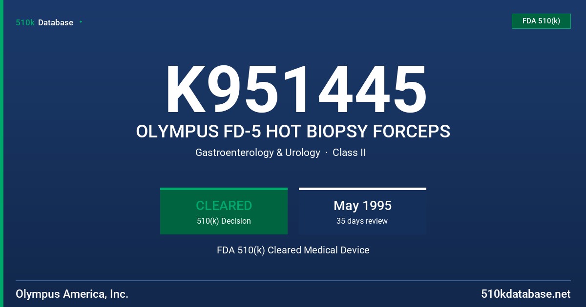 K951445 OLYMPUS FD-5 HOT BIOPSY FORCEPS FDA 510(k) Cleared Medical Device