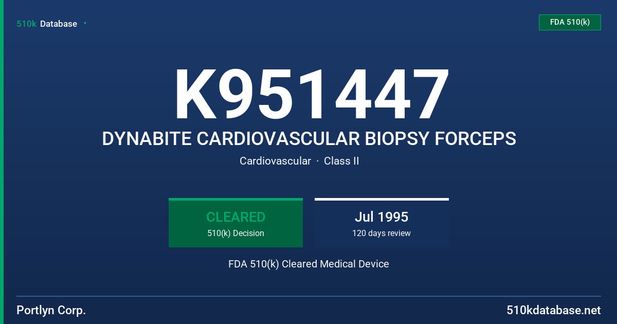 K951447 DYNABITE CARDIOVASCULAR BIOPSY FORCEPS FDA 510(k) Cleared Medical Device