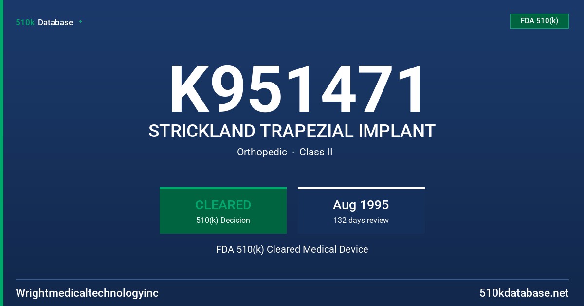 K951471 STRICKLAND TRAPEZIAL IMPLANT FDA 510(k) Cleared Medical Device