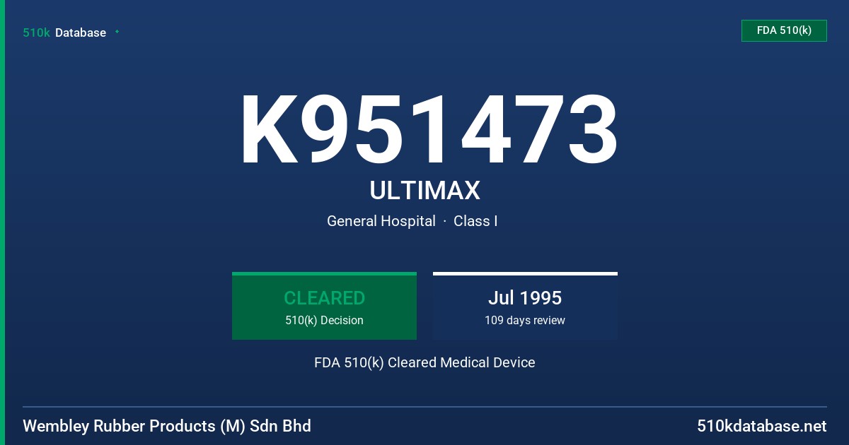 K951473 ULTIMAX FDA 510(k) Cleared Medical Device