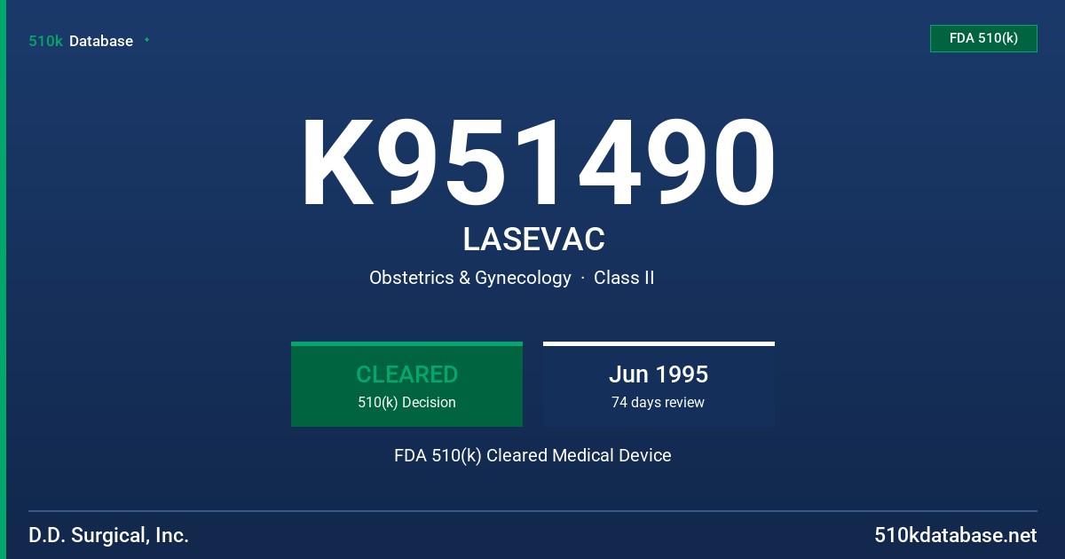 K951490 LASEVAC FDA 510(k) Cleared Medical Device