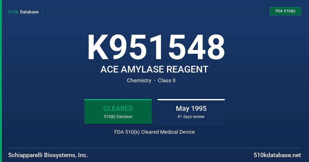 K951548 ACE AMYLASE REAGENT FDA 510(k) Cleared Medical Device
