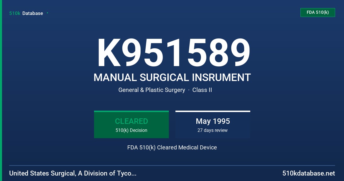 K951589 MANUAL SURGICAL INSRUMENT FDA 510(k) Cleared Medical Device