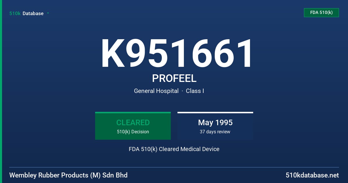 K951661 PROFEEL FDA 510(k) Cleared Medical Device