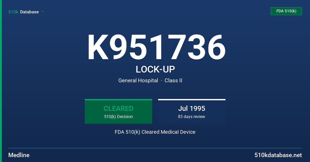 K951736 LOCK-UP FDA 510(k) Cleared Medical Device