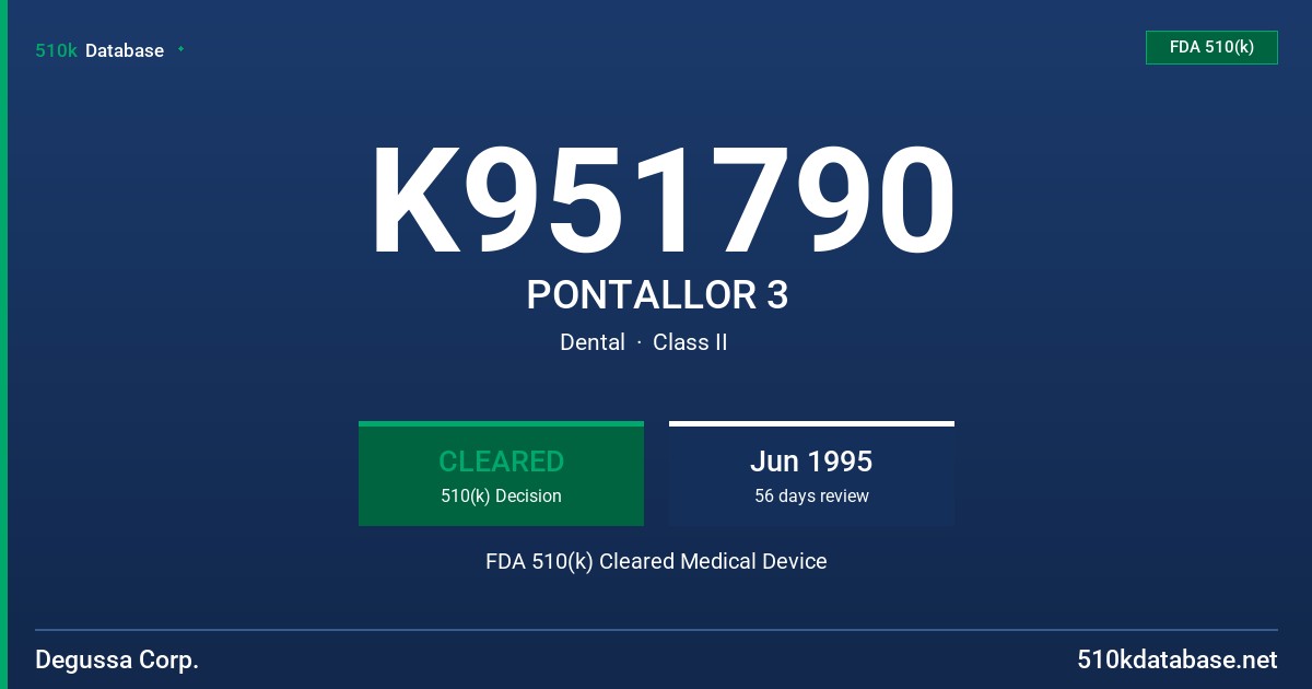 K951790 PONTALLOR 3 FDA 510(k) Cleared Medical Device