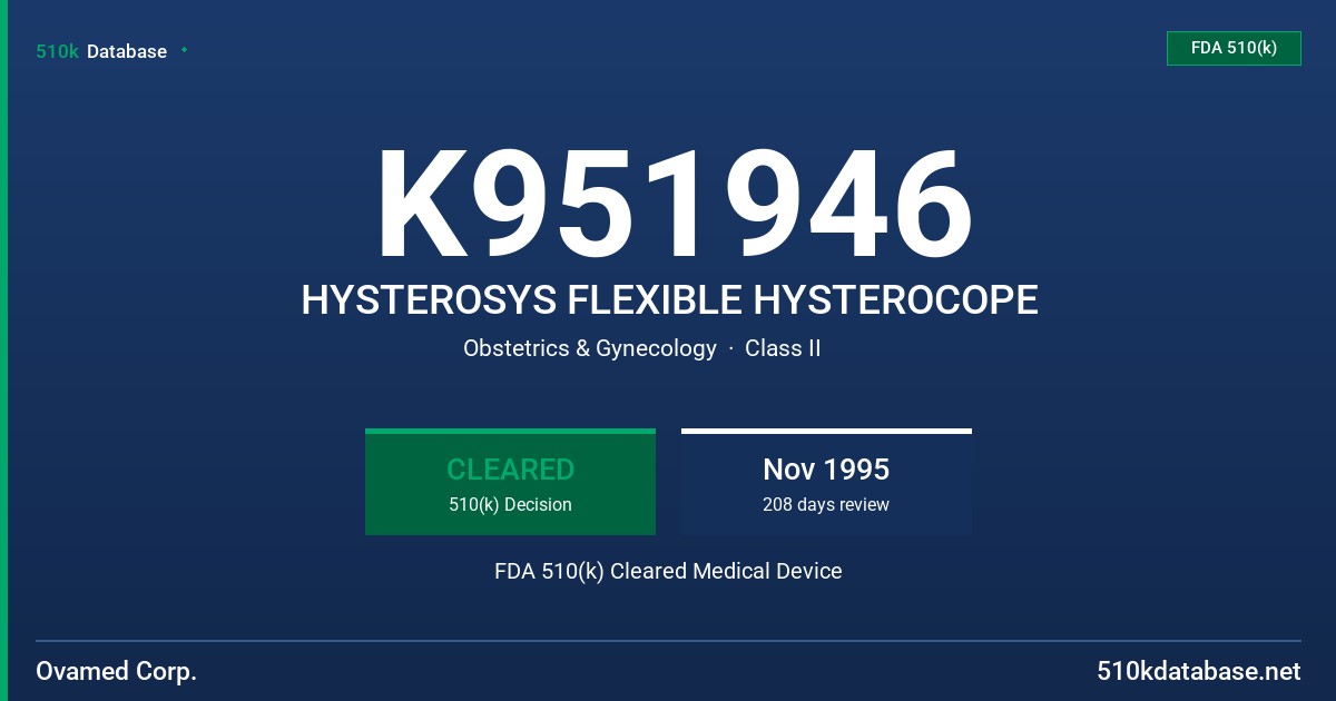 K951946 HYSTEROSYS FLEXIBLE HYSTEROCOPE FDA 510(k) Cleared Medical Device