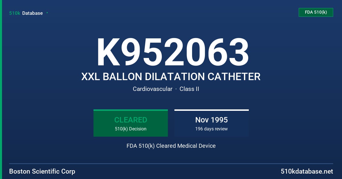 K952063 XXL BALLON DILATATION CATHETER FDA 510(k) Cleared Medical Device