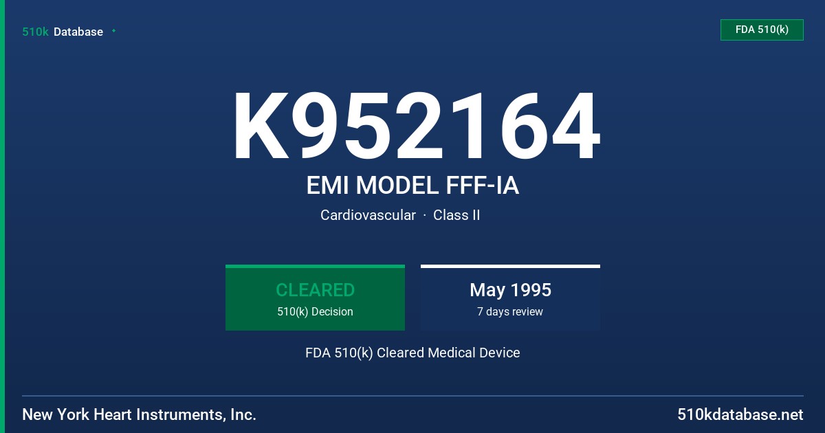 K952164 EMI MODEL FFF-IA FDA 510(k) Cleared Medical Device