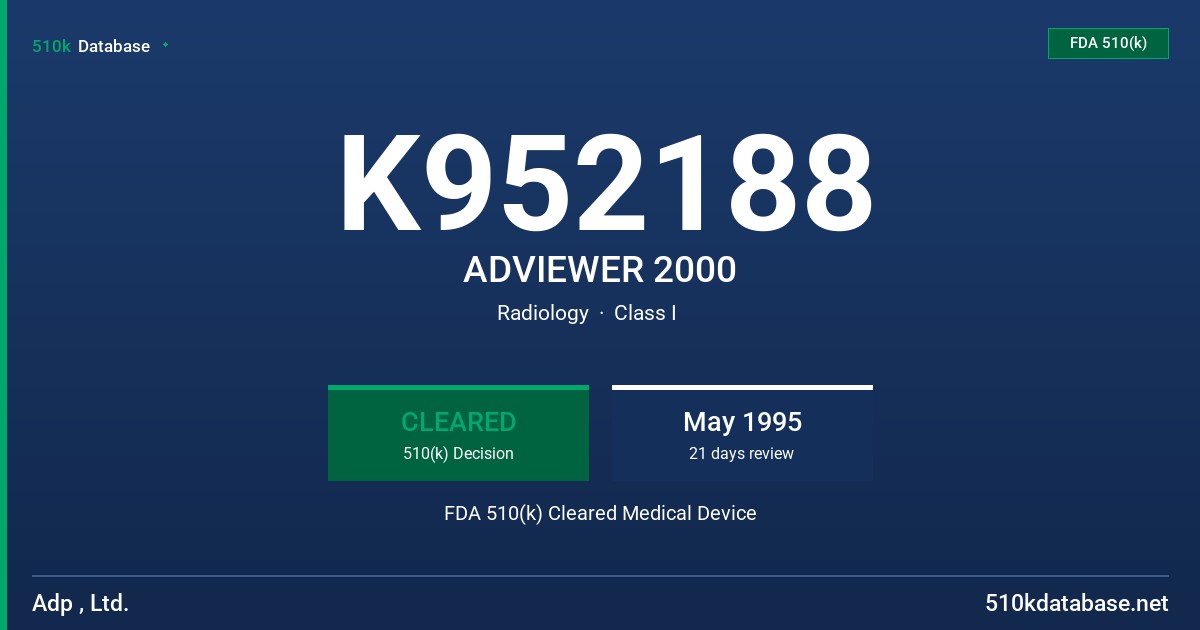 K952188 ADVIEWER 2000 FDA 510(k) Cleared Medical Device