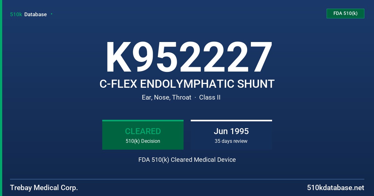 K952227 C-FLEX ENDOLYMPHATIC SHUNT FDA 510(k) Cleared Medical Device