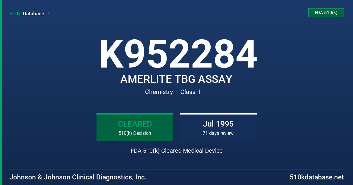 K952284 AMERLITE TBG ASSAY FDA 510(k) Cleared Medical Device